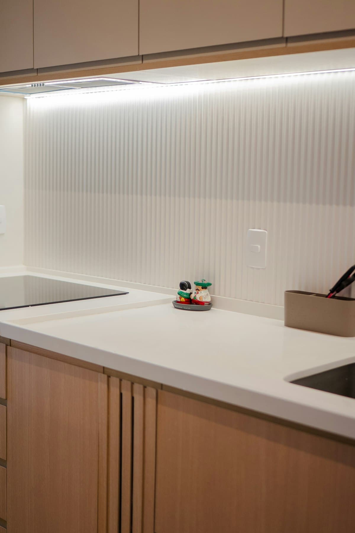 Spotless modern kitchen counter after cleaning